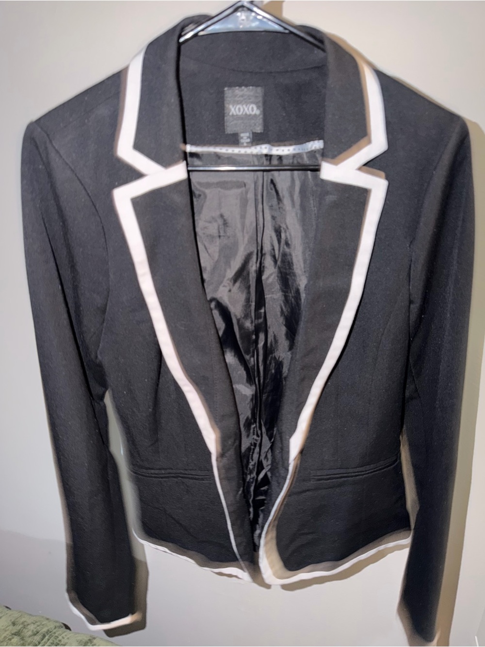 XOXO Black Blazer with White Trim